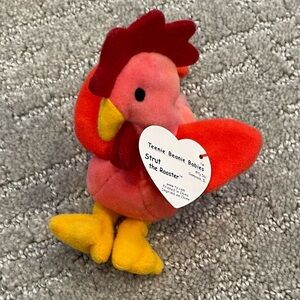Ty Teeny Beanie Baby Pink Yellow Strut Rooster with Tag McDonald’s Happy Meal